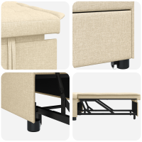 Produktbild för Pull Out Sofa Bed Kräm 194 x 50 x 82 cm tyg