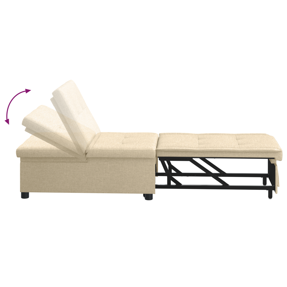 Produktbild för Pull Out Sofa Bed Kräm 194 x 50 x 82 cm tyg