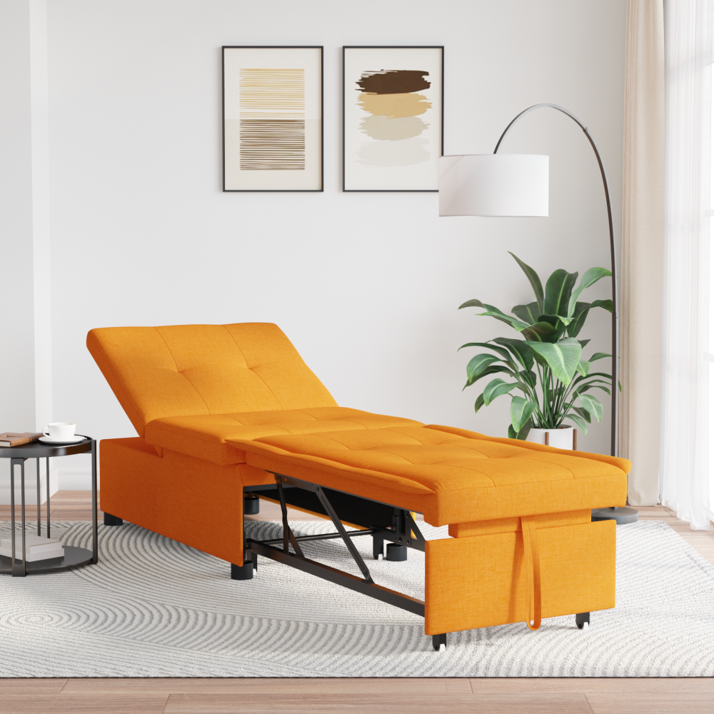 Produktbild för Pull Out Sofa Bed Mörkgul 194 x 50 x 82 cm tyg