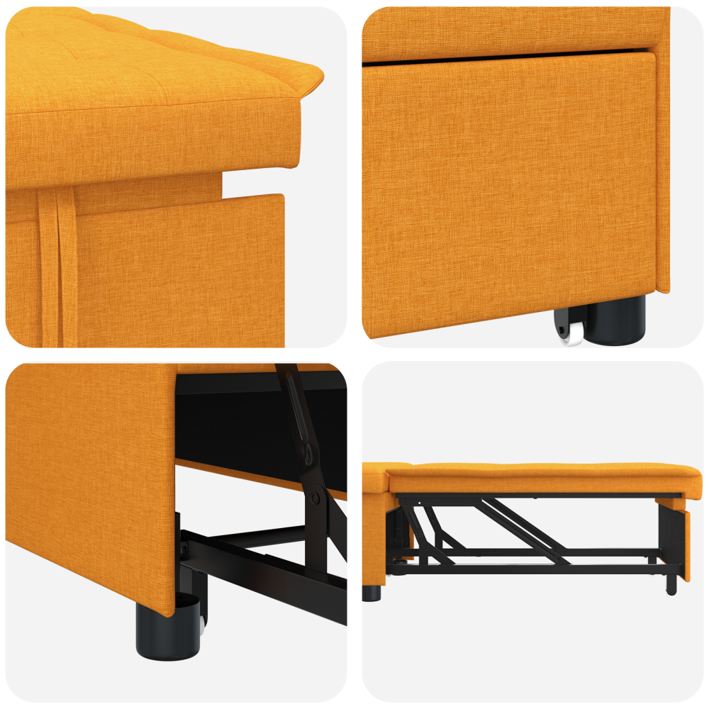 Produktbild för Pull Out Sofa Bed Mörkgul 194 x 50 x 82 cm tyg