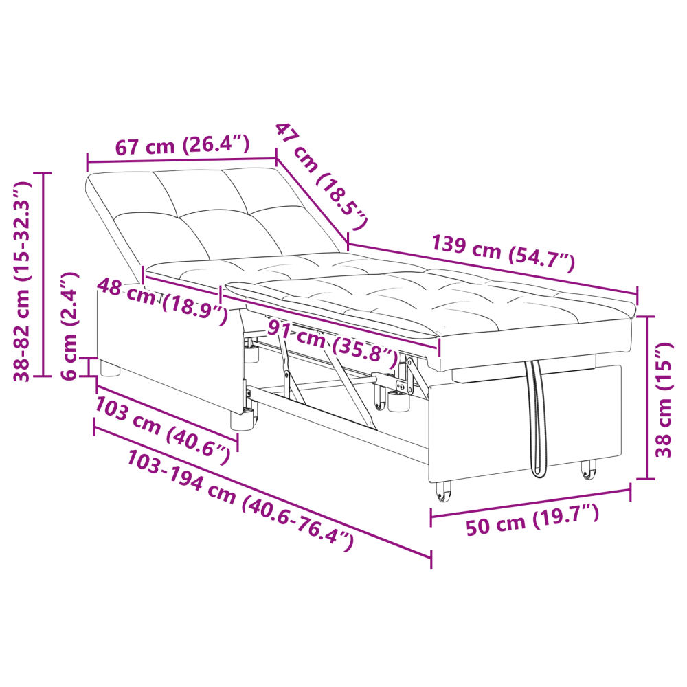 Produktbild för Soffsäng Ljusgrå 194 x 67 x 82 cm Sammet
