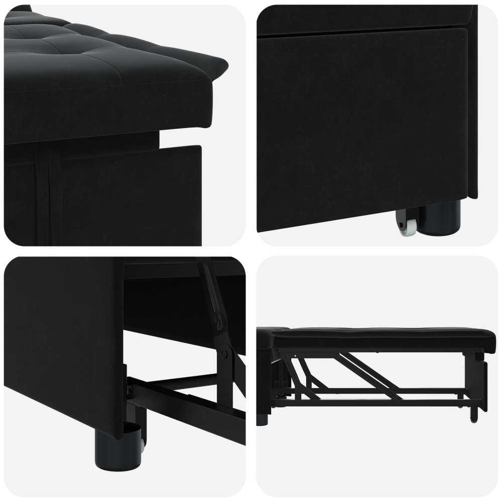 Produktbild för Soffsäng Svart 194 x 67 x 82 cm Sammet