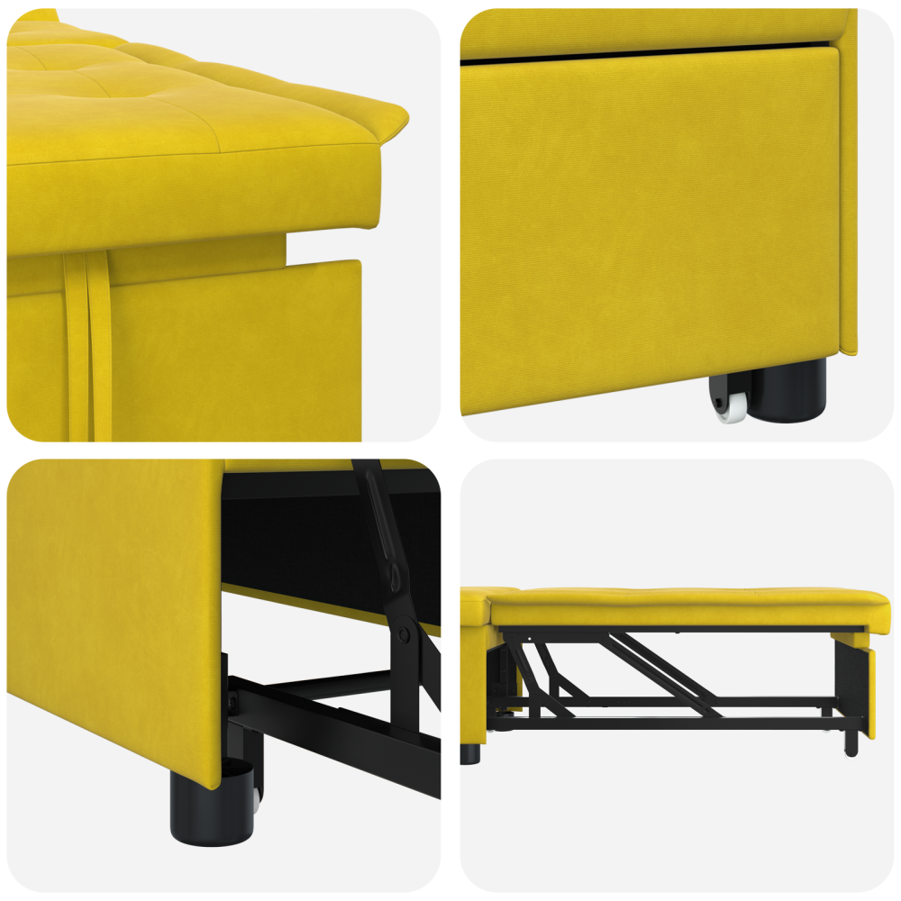 Produktbild för Soffsäng Gul 194 x 67 x 82 cm Sammet