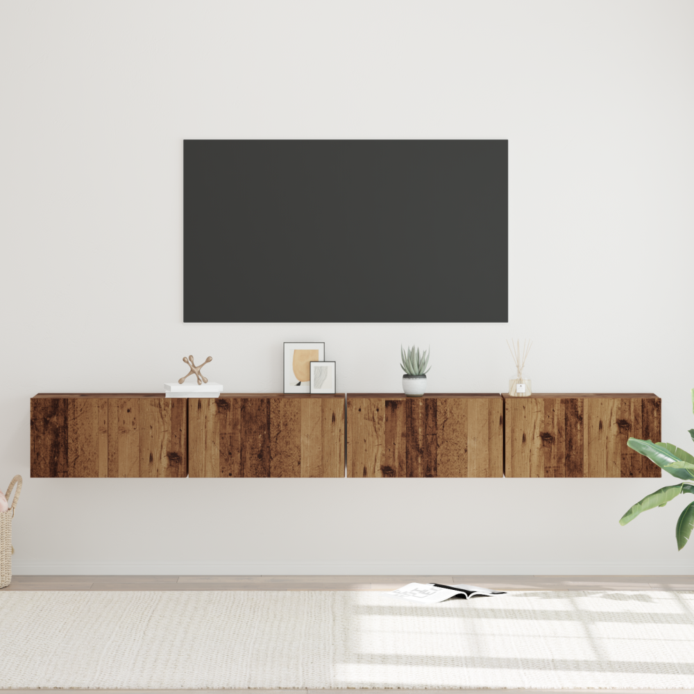 Produktbild för TV-bänkset 4 pcs Gammalt trä 60 x 30 x 30 cm Konstruerat trä