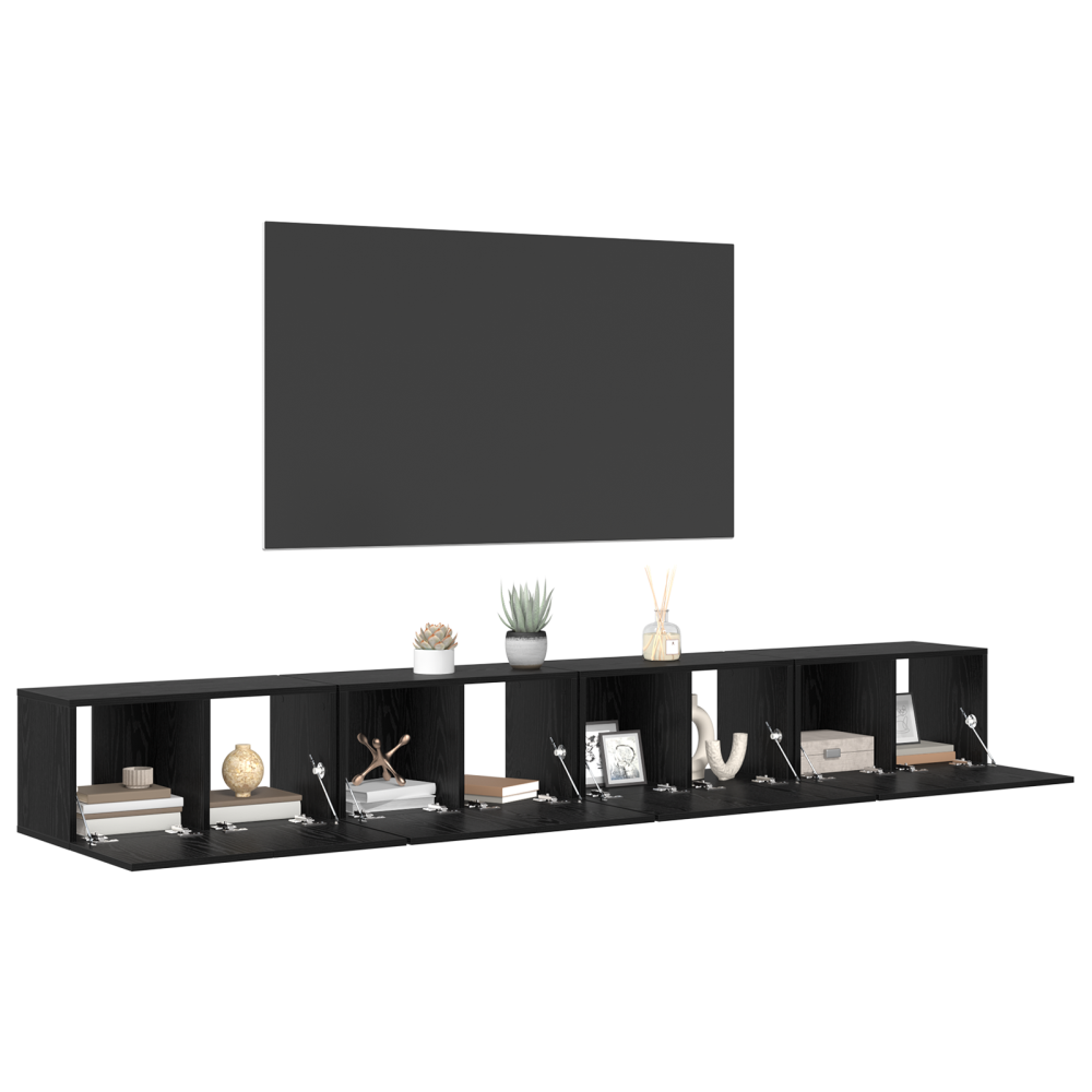 Produktbild för TV-bänkset 4 pcs Svart Ek 60 x 30 x 30 cm Konstruerat trä