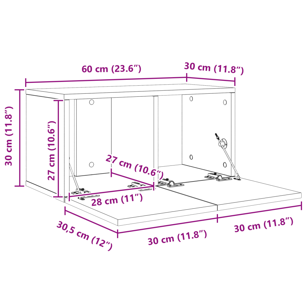 Produktbild för TV-bänkset 4 pcs Svart Ek 60 x 30 x 30 cm Konstruerat trä