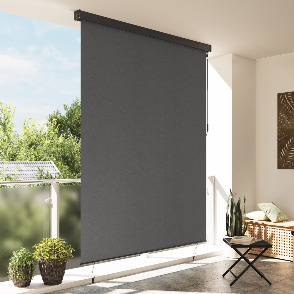 Produktbild för Rullgardin Antracit 200 x 250 cm Tyg och Aluminium