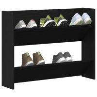 Produktbild för Skoskåp med hylla Svart Ek 82 x 18 x 60 cm Konstruerat trä