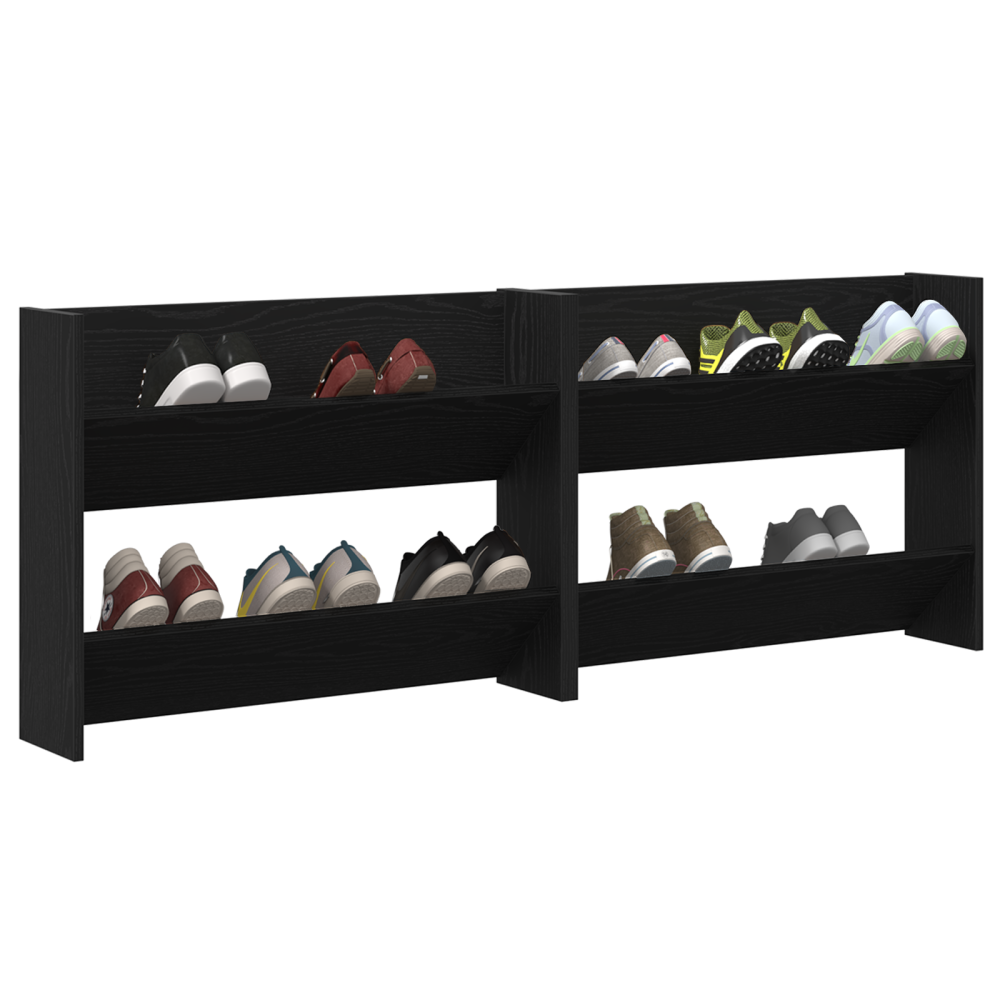 Produktbild för Skoskåp 2 pcs Svart Ek 83 x 18 x 60 cm Konstruerat trä
