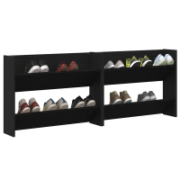 Produktbild för Skoskåp 2 pcs Svart Ek 83 x 18 x 60 cm Konstruerat trä