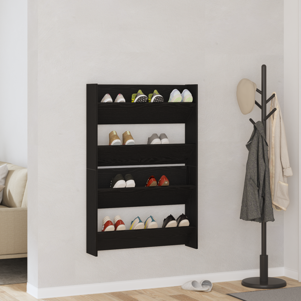 Produktbild för Skoskåp 2 pcs Svart Ek 83 x 18 x 60 cm Konstruerat trä