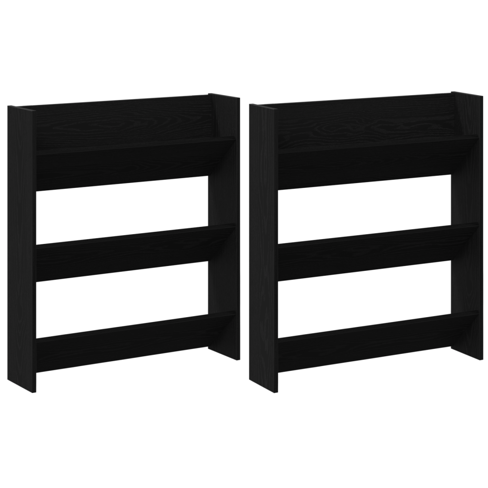 Produktbild för Skoskåp 2 pcs Svart Ek 86 x 18 x 90 cm Konstruerat trä