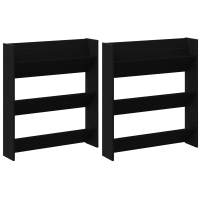 Produktbild för Skoskåp 2 pcs Svart Ek 86 x 18 x 90 cm Konstruerat trä