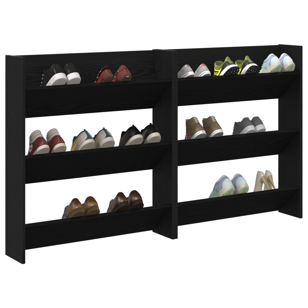 Produktbild för Skoskåp 2 pcs Svart Ek 86 x 18 x 90 cm Konstruerat trä