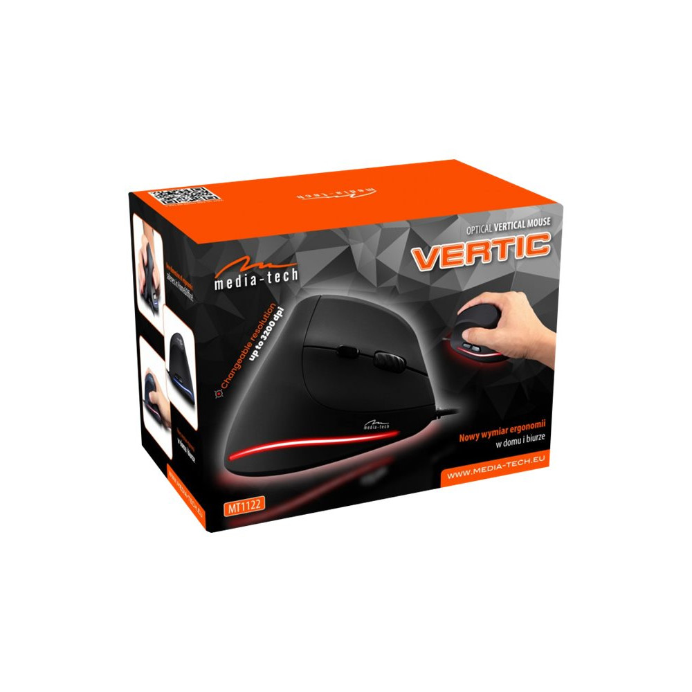 Produktbild för Media-Tech VERTIC MT1122 - vertikal mus - vertikal - USB