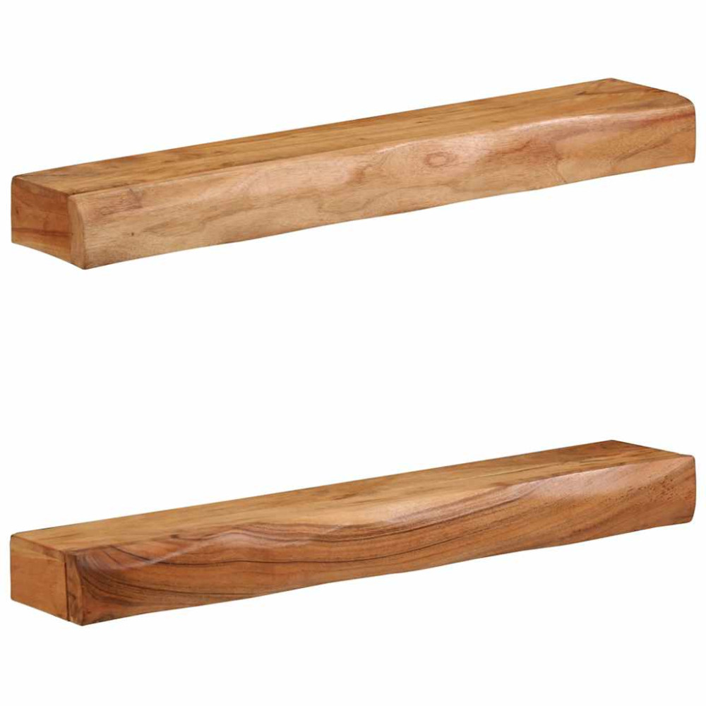 Produktbild för Vägghyllor 2 st 80x17x8 cm massivt trä akacia