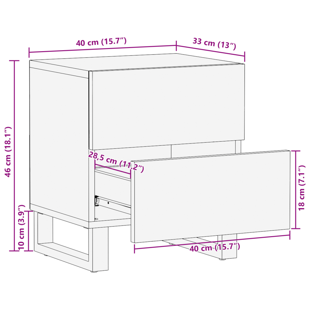 Produktbild för Nattduksbord Vit 40 x 33 x 46 cm Konstruerat trä