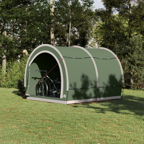 vidaXL Cykelförrådstält med tak Grön 256 x 222 x 182 cm taffeta