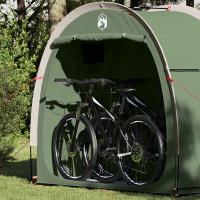 Produktbild för Cykelförrådstält med tak med lagring Grön 210 x 90 x 174 cm