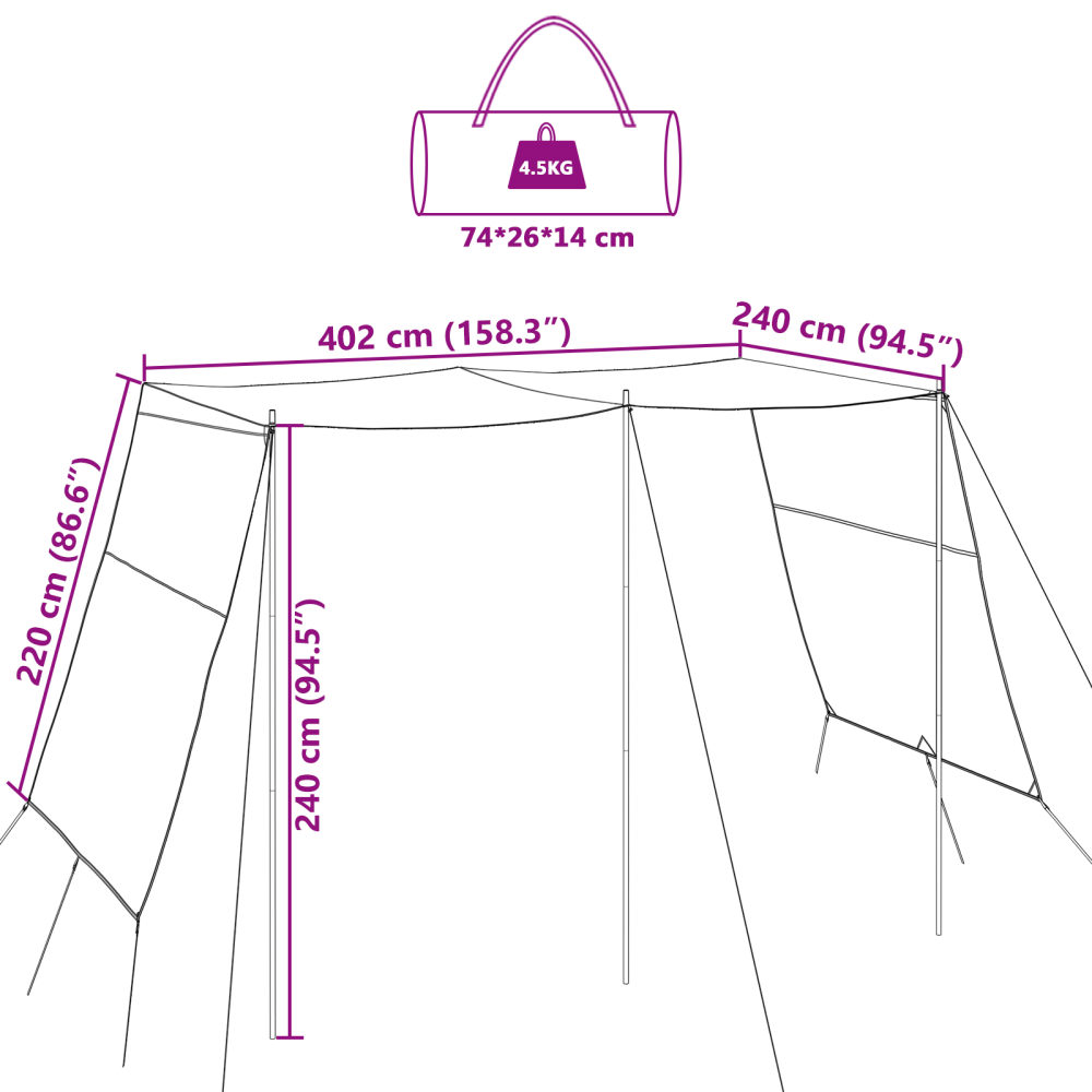 Produktbild för Vattentålig Tarp person 402 x 240 x 240 cm Vattentålig