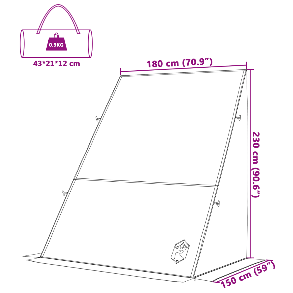 Produktbild för Baklucketält person 190 x 150 x 185 cm Vattentålig Grön taffeta
