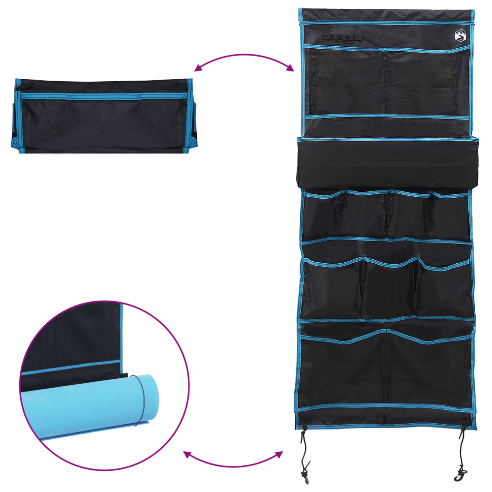 Produktbild för Förvaringspåse med lagring Svart och blå 161 x 58,5 cm oxford