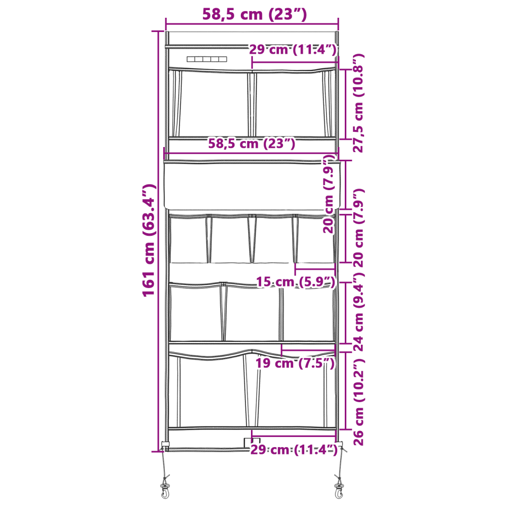 Produktbild för Förvaringspåse med lagring Svart och blå 161 x 58,5 cm oxford