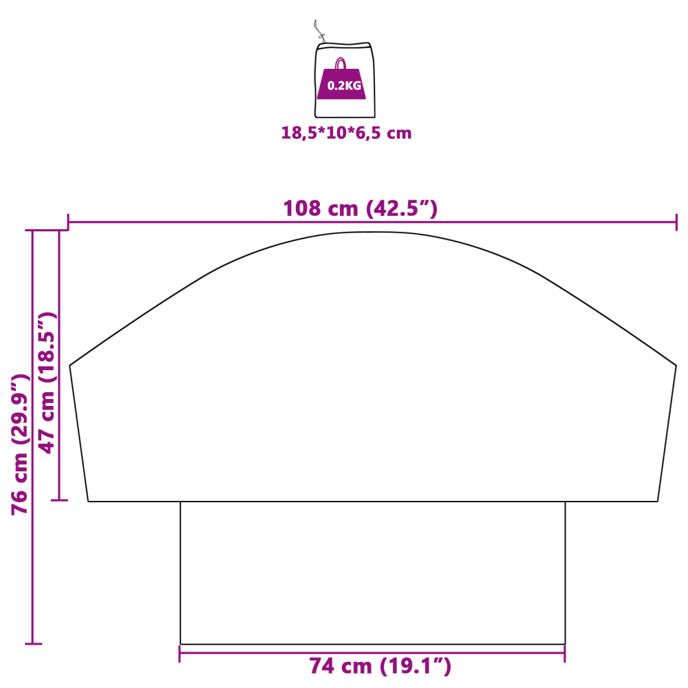 Produktbild för Navkapsel Svart och blå 108 x 76 cm oxford