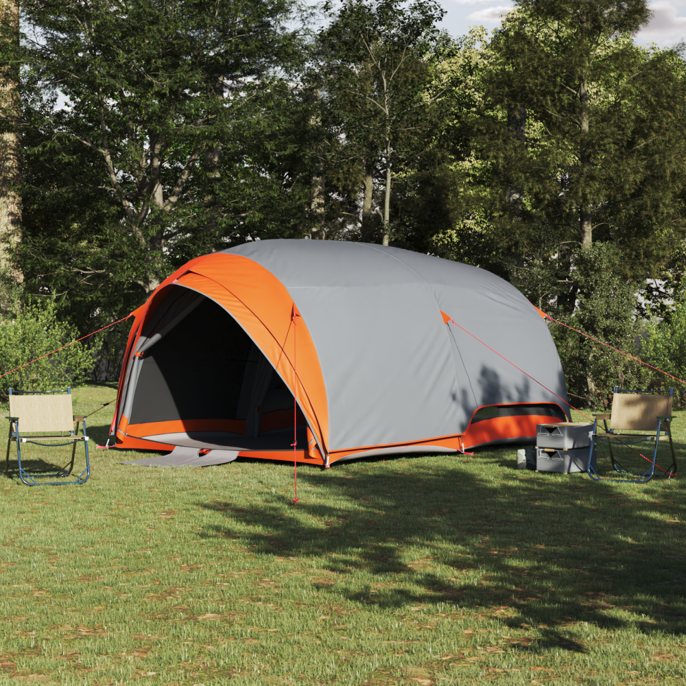 Produktbild för Tunnel tält med tak Grå och orange 410 x 285 x 198 cm taffeta