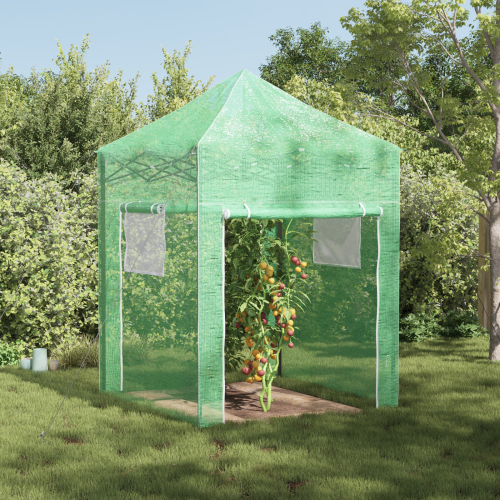 vidaXL Växthus med Pop-up Ram med tak Grön 200 x 200 x 300 cm Järn