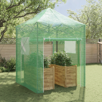 Produktbild för Växthus med Pop-up Ram med tak Grön 200 x 200 x 300 cm Järn