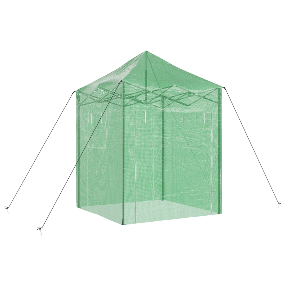 Produktbild för Växthus med Pop-up Ram med tak Grön 200 x 200 x 300 cm Järn