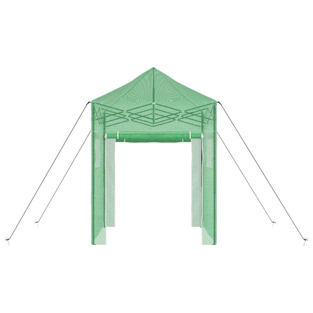 Produktbild för Växthus med Pop-up Ram med tak Grön 200 x 200 x 300 cm Järn