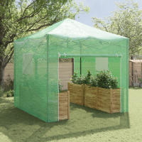 Produktbild för Växthus med Pop-up Ram med tak Grön 290 x 290 x 315 cm Järn