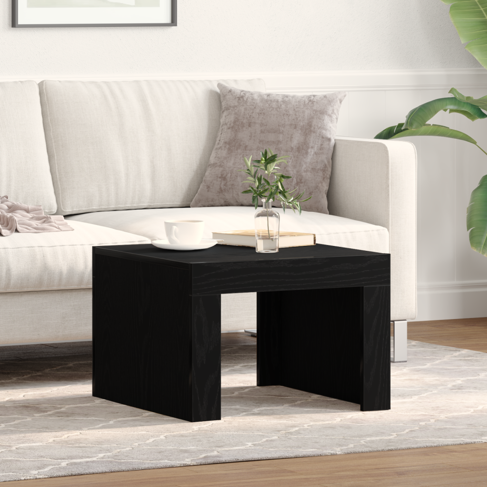 Produktbild för Kaffeebord Svart Ek 50 x 50 x 35 cm Konstruerat trä