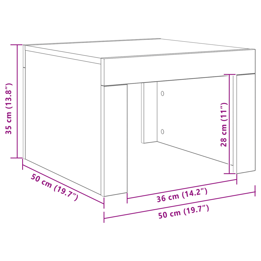 Produktbild för Kaffeebord Svart Ek 50 x 50 x 35 cm Konstruerat trä