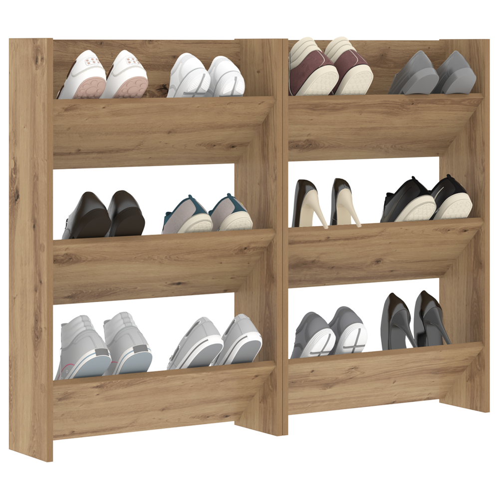 Produktbild för Skoskåp 2 pcs Artisan Ek 60 x 18 x 90 cm Konstruerat trä
