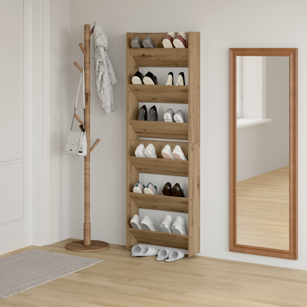 Produktbild för Skoskåp 2 pcs Artisan Ek 60 x 18 x 90 cm Konstruerat trä