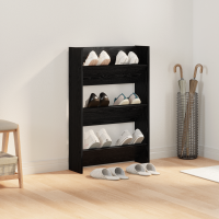 Produktbild för Skoskåp med hylla Svart Ek 60 x 18 x 90 cm Konstruerat trä