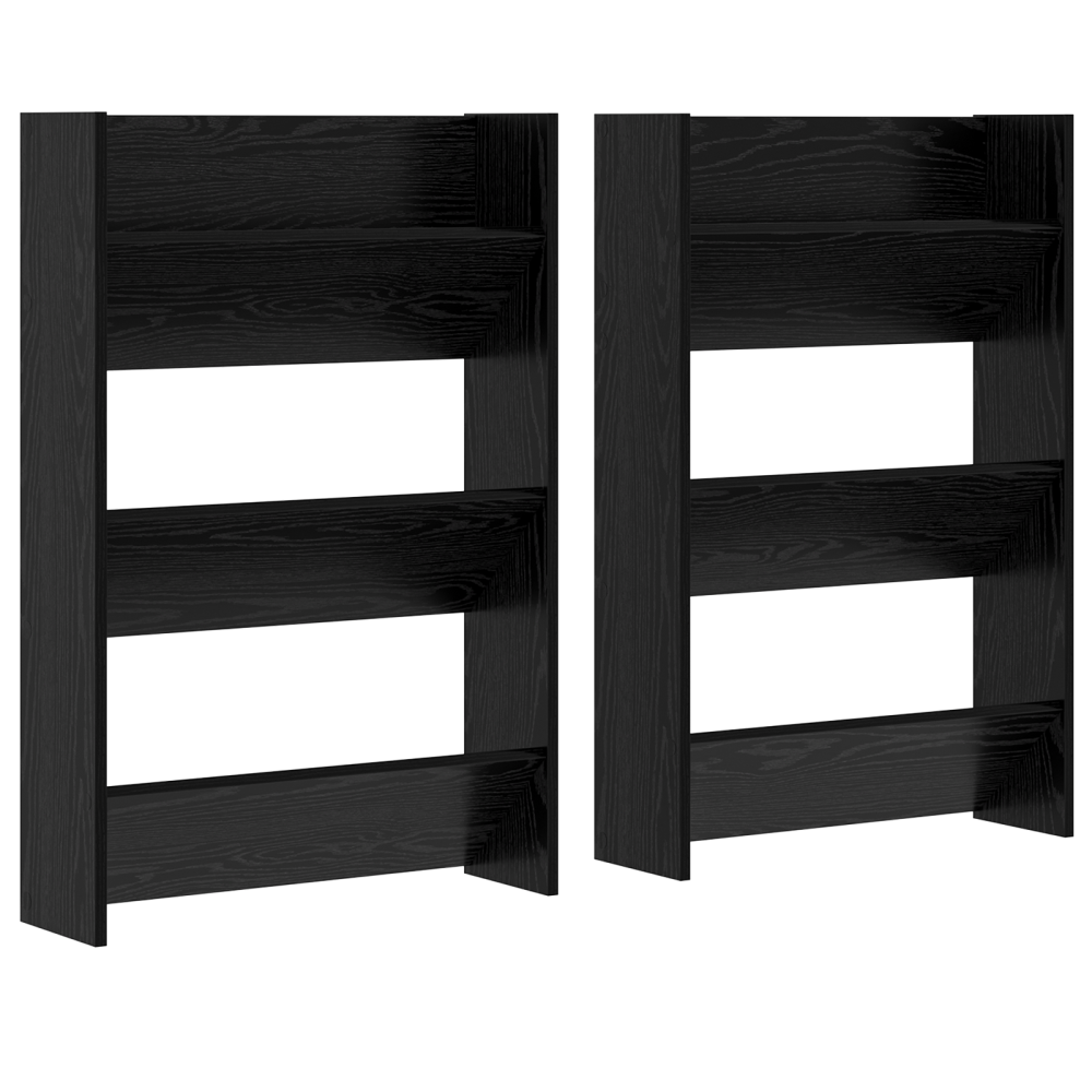 Produktbild för Skoskåp 2 pcs Svart Ek 60 x 18 x 90 cm Konstruerat trä