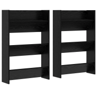 Produktbild för Skoskåp 2 pcs Svart Ek 60 x 18 x 90 cm Konstruerat trä