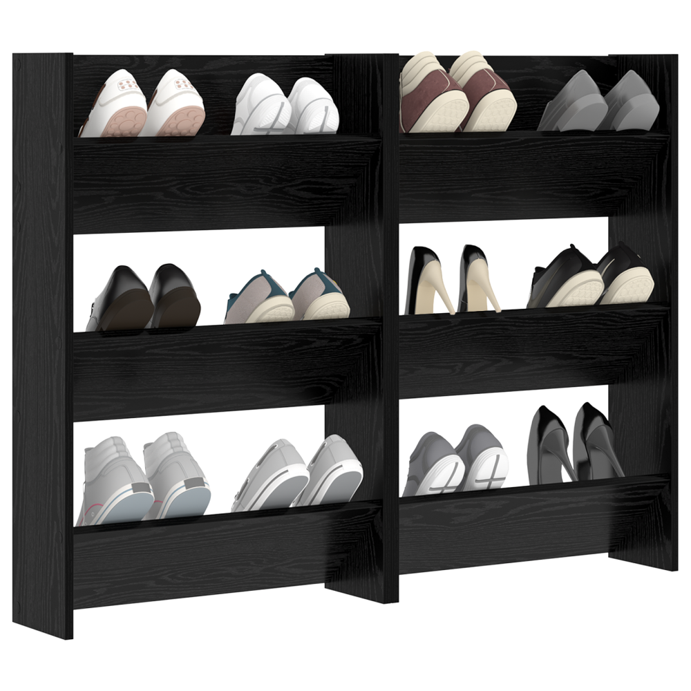 Produktbild för Skoskåp 2 pcs Svart Ek 60 x 18 x 90 cm Konstruerat trä