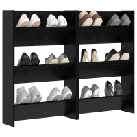 Produktbild för Skoskåp 2 pcs Svart Ek 60 x 18 x 90 cm Konstruerat trä