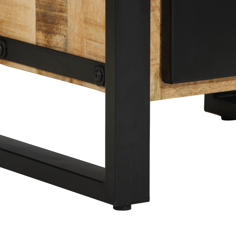 Produktbild för Badrumsmöbelset med låda 2 pcs Brun och svart Massivt mangoträ