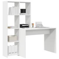 Produktbild för Skrivbord med hylla Vit 138,5 x 55 x 143 cm Konstruerat trä