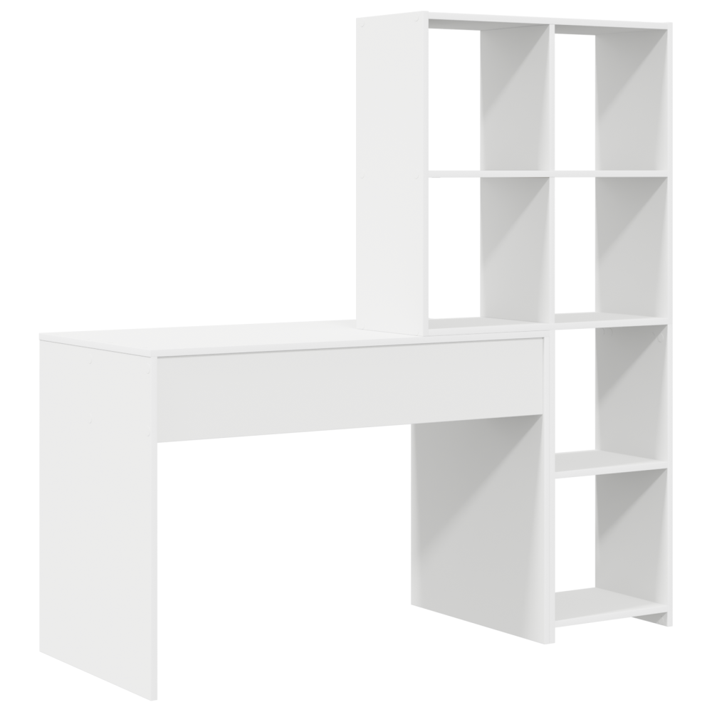 Produktbild för Skrivbord med hylla Vit 138,5 x 55 x 143 cm Konstruerat trä