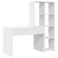 Produktbild för Skrivbord med hylla Vit 138,5 x 55 x 143 cm Konstruerat trä