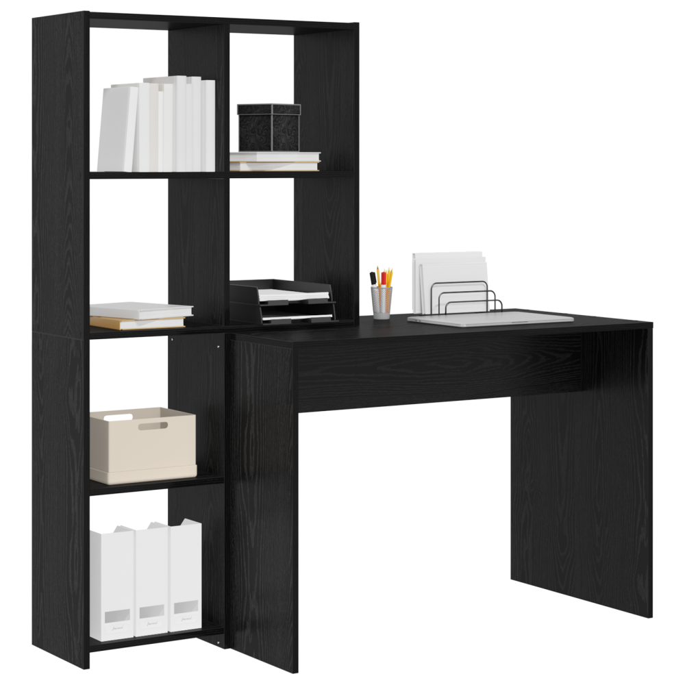 Produktbild för Skrivbord Svart Ek 138,5 x 55 x 143 cm Konstruerat trä