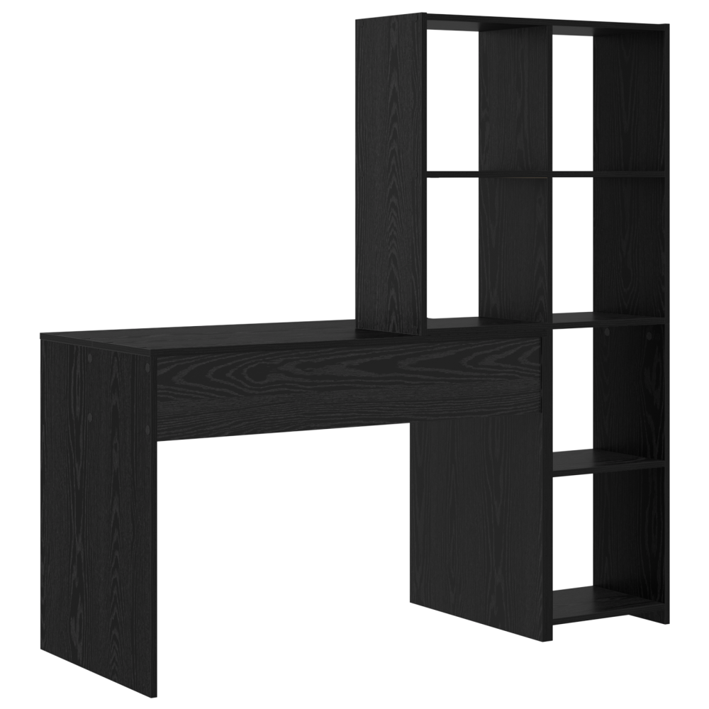 Produktbild för Skrivbord Svart Ek 138,5 x 55 x 143 cm Konstruerat trä