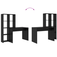 Produktbild för Skrivbord Svart Ek 138,5 x 55 x 143 cm Konstruerat trä